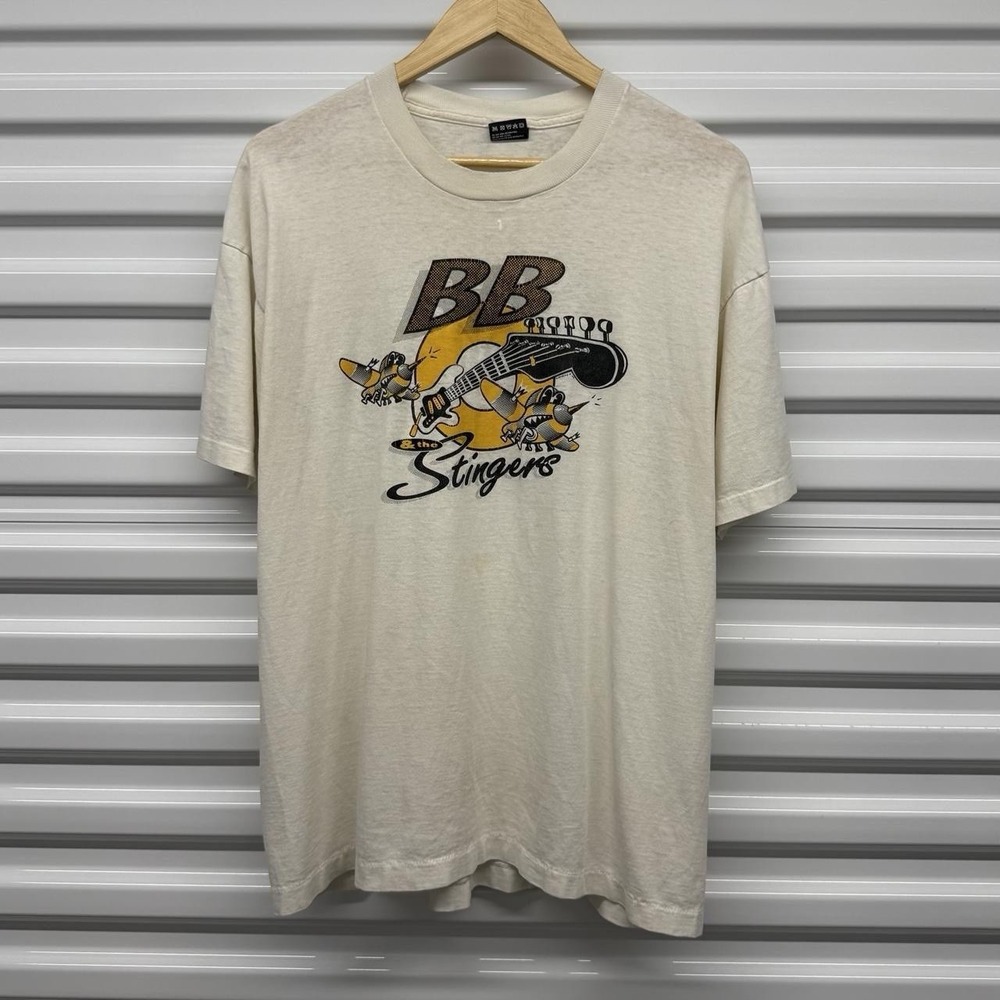 Vintage 1992 BB & The Stingers Rock Band Concert Paper Thin T-Shirt Size XL